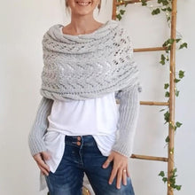 Laden Sie das Bild in den Galerie-Viewer, 🔥Heißer Verkauf 49% RABATT🧶Gestrickter Zopfmuster-Umhang, Bolero für Damen
