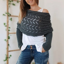 Laden Sie das Bild in den Galerie-Viewer, 🔥Heißer Verkauf 49% RABATT🧶Gestrickter Zopfmuster-Umhang, Bolero für Damen
