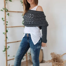 Laden Sie das Bild in den Galerie-Viewer, 🔥Heißer Verkauf 49% RABATT🧶Gestrickter Zopfmuster-Umhang, Bolero für Damen
