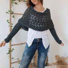 Laden Sie das Bild in den Galerie-Viewer, 🔥Heißer Verkauf 49% RABATT🧶Gestrickter Zopfmuster-Umhang, Bolero für Damen
